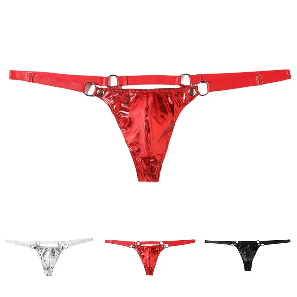 1pc Men Patent Leather G-String Sexy Thong V-back Low Ring Rise T-back Bulge Pouch Lingerie Underwear Gay Sissy Hot Clubwear — image 10