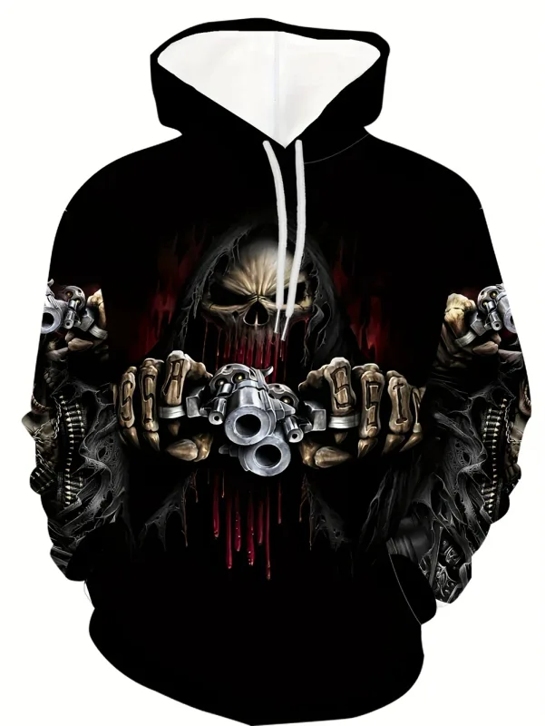 3D-tryckta Skull and Rose sweatshirts Dragsko Sportkläder Långärmade toppar Huvtröjor herr Street Graphic herrkläder — image 9