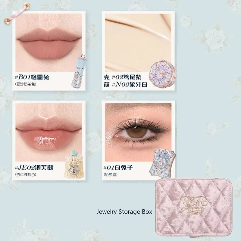 Flower Knows Makeup Professional Completa Eye Shadow Air Cushion CC Cream Blush Lipstick & Mascara Jewelry Box Σετ δώρου — image 8