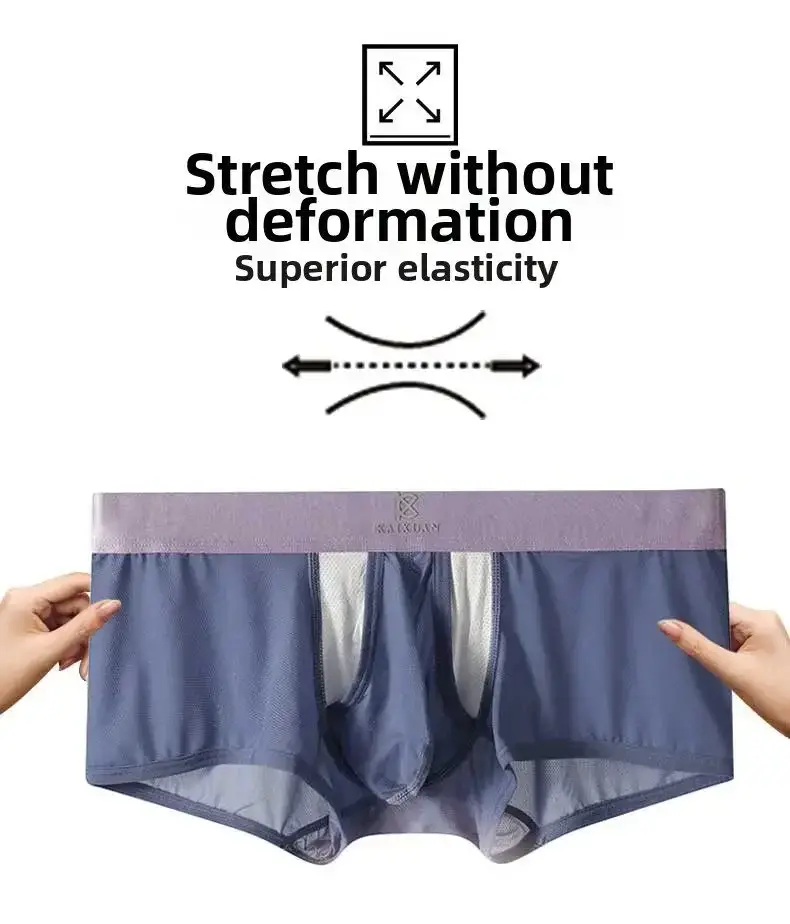 Cueca boxer masculina de seda gelo, roupa íntima de verão, secagem rápida, leve, respirável, abertura lateral separável, calcinha não destacável — image 5