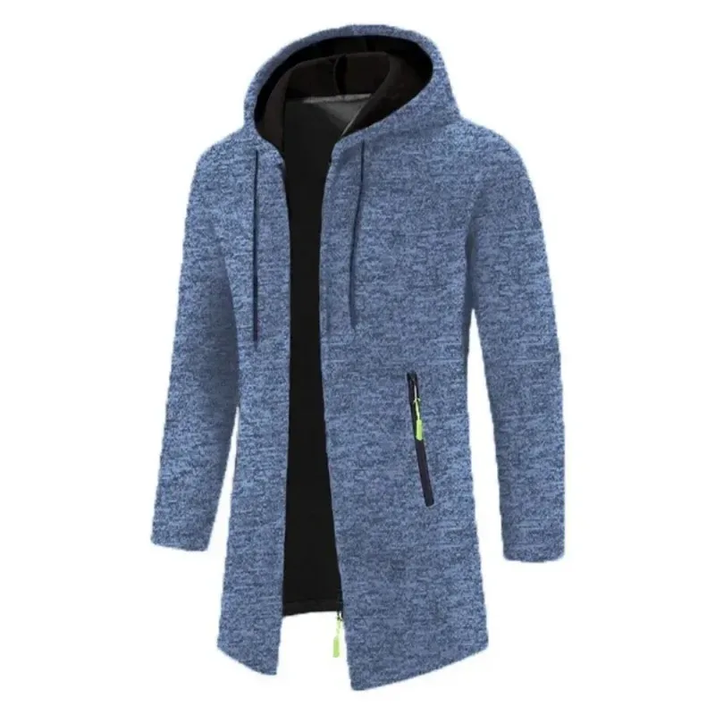 Bagong Mens Long Sleeve Hooded Sweater para sa Mga Lalaki Zipper Sweatshirt Oversize Streetwear Warm Solid Color Autumn Jacket Hoodie Men — image 11