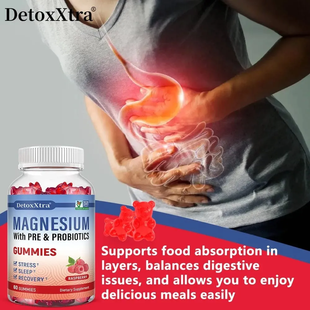 Magnesium Citrate Supplement Gummies with Prebiotics & Probiotics for Stress Sleep & Recovery - Vegan Gluten Free Non-GMO — image 4