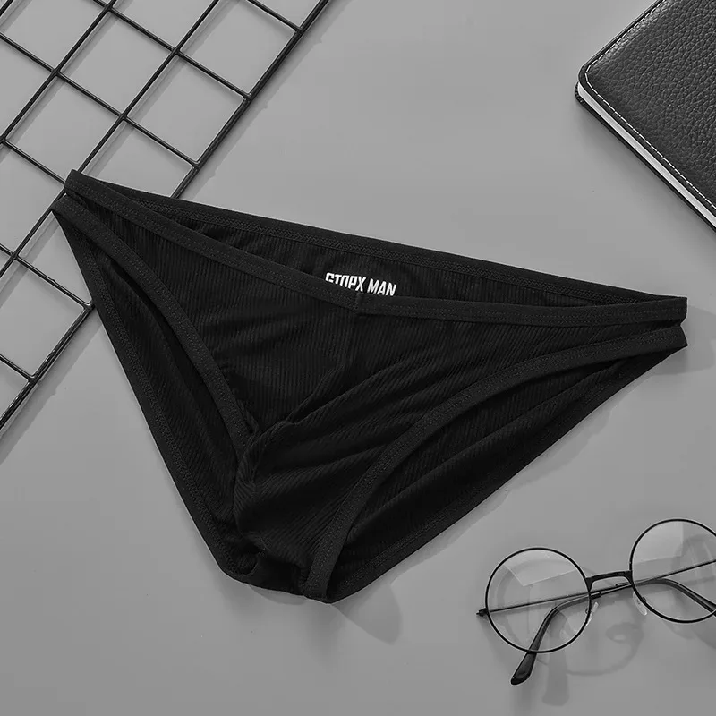 Men's Single Layer Briefs Ultra Thin U Convex Pouch Underwear Breathable Moisture Wicking Sexy Summer Panties