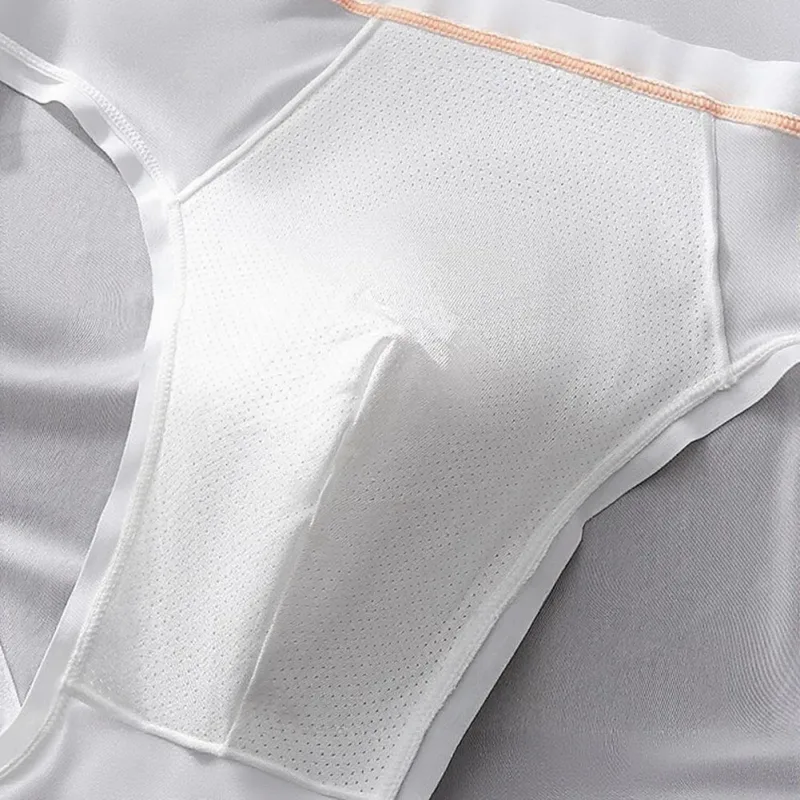 Men's Seamless Ice Silk Briefs Underwear Bulge Pouch Solid Breathable Panties Sexy U Convex Pouch Lingerie Underpants — image 14