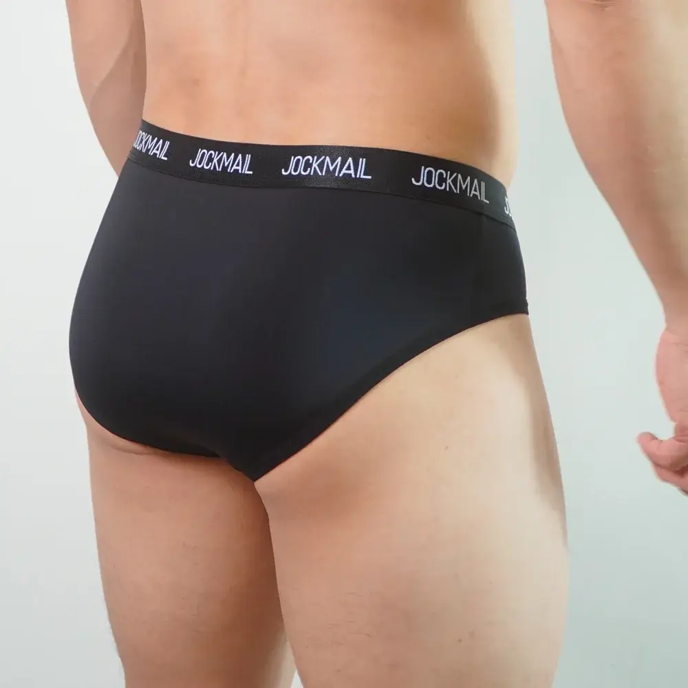 Jockmail Mens Underwear Low Waist Sexy Letter Sports Breathable Summer Ice Silk Briefs Malaking Bag Nylon Solid na Kulay na Panti ng Lalaki — image 10