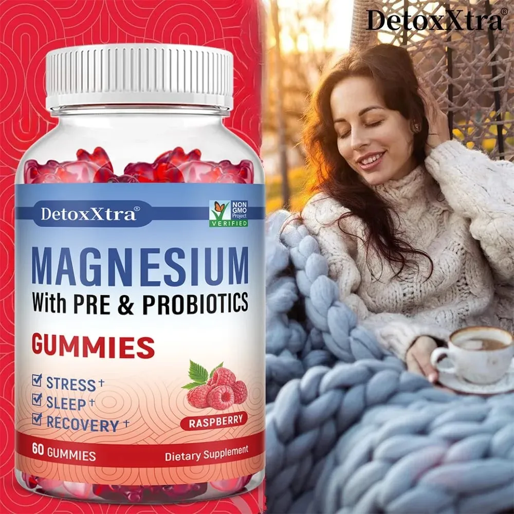 Magnesium Citrate Supplement Gummies with Prebiotics & Probiotics for Stress Sleep & Recovery - Vegan Gluten Free Non-GMO — image 2