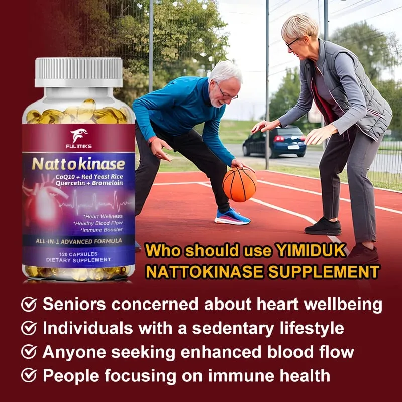 Nattokinase Capsules with CoQ10 Quercetin Support Healthy Circulation Blood Flow & Heart Inflammation Vitality & Longevity — image 3