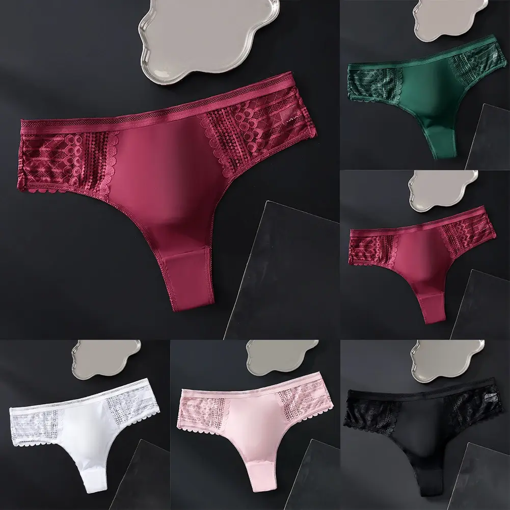 1pc Men's Sexy Lace Briefs Seamless Ice Silk G-String Underwear 3D Bulge Pouch Solid Thong High Elastic Breathable Panties — image 15