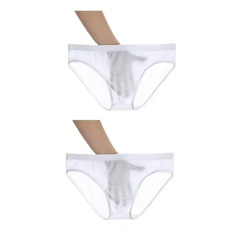 2 pçs ultra fino cuecas de seda gelo masculino plus size M-4XL cor sólida juventude translúcido cintura baixa respirável sexy calcinha masculina — image 22