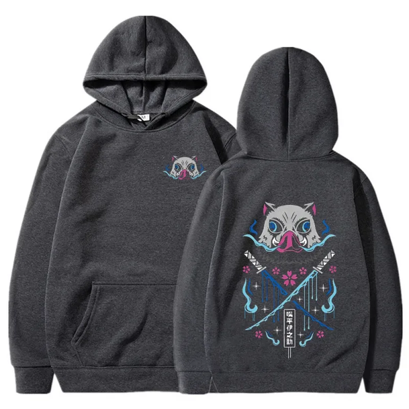 Inosuke anime hoodies das mulheres dos homens kimetsu não yaiba kawaii manga sweatshirts gótico harajuku com capuz pulôver casual streetwear