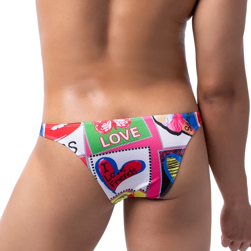 Tryckta trosor Herr Underkläder Sexiga Slip Hombre Bikinitrosor Man U Konvexa kalsonger Cuecas Calzoncillos Mesh Herrunderkläder — image 12