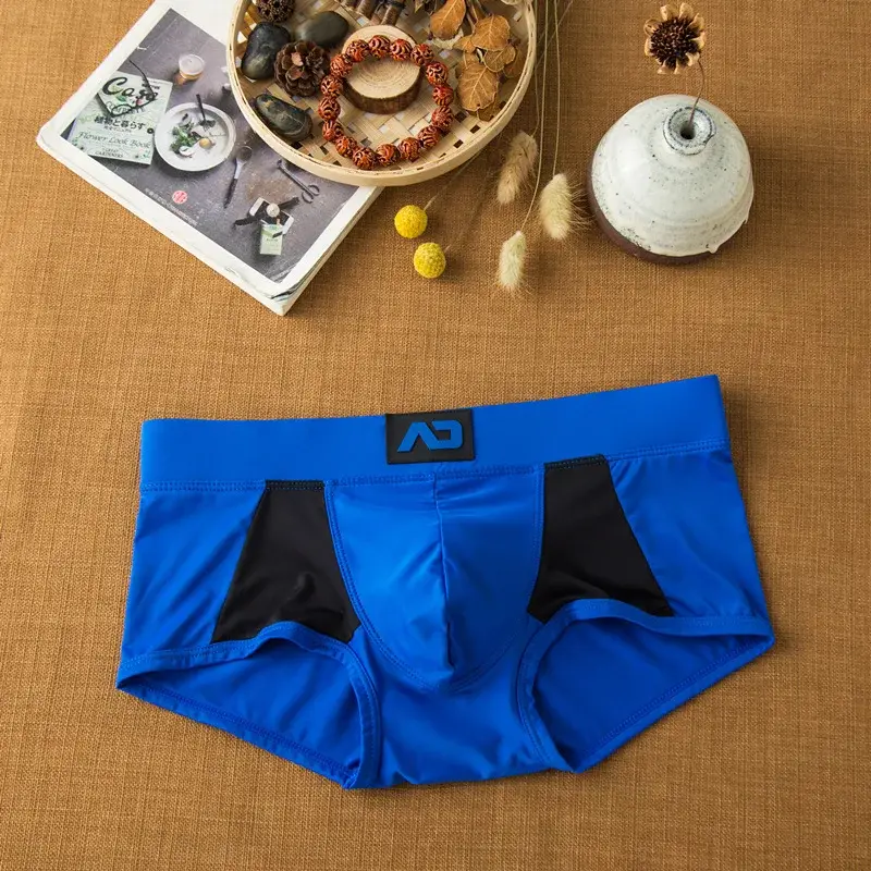 Cueca masculina de seda com leite de ângulo plano, confortável e adequada para a pele, respirável, sedosa, suave, secagem rápida, boxers baixos