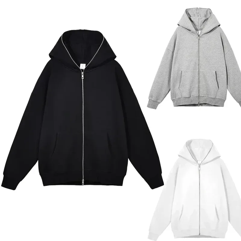 Huvjackor med dragkedja för män och damer med dragkedja huvtröjor fritidskoftor streetwear hip-hop PVDY2K kläder vårmode — image 5