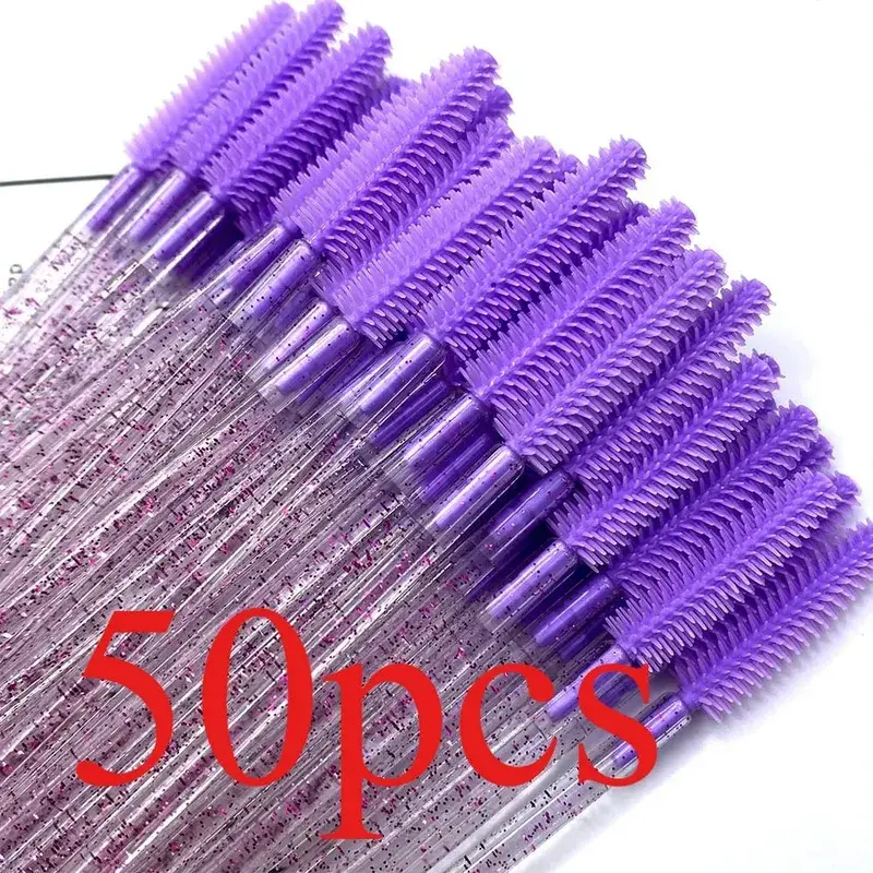 Baguettes de Mascara en cristal de Silicone jetables, brosses à cils en diamant, peigne, brosse de maquillage de beauté, outils pour femmes, 50/100 pièces