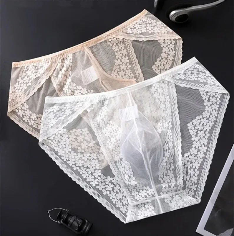 Men Ice Silk Lace Underwear 3D Convex Bag Plus Size Sexy Lingerie Calzoncillos Hombre Tangas Breathable Male Sleepwear — image 8