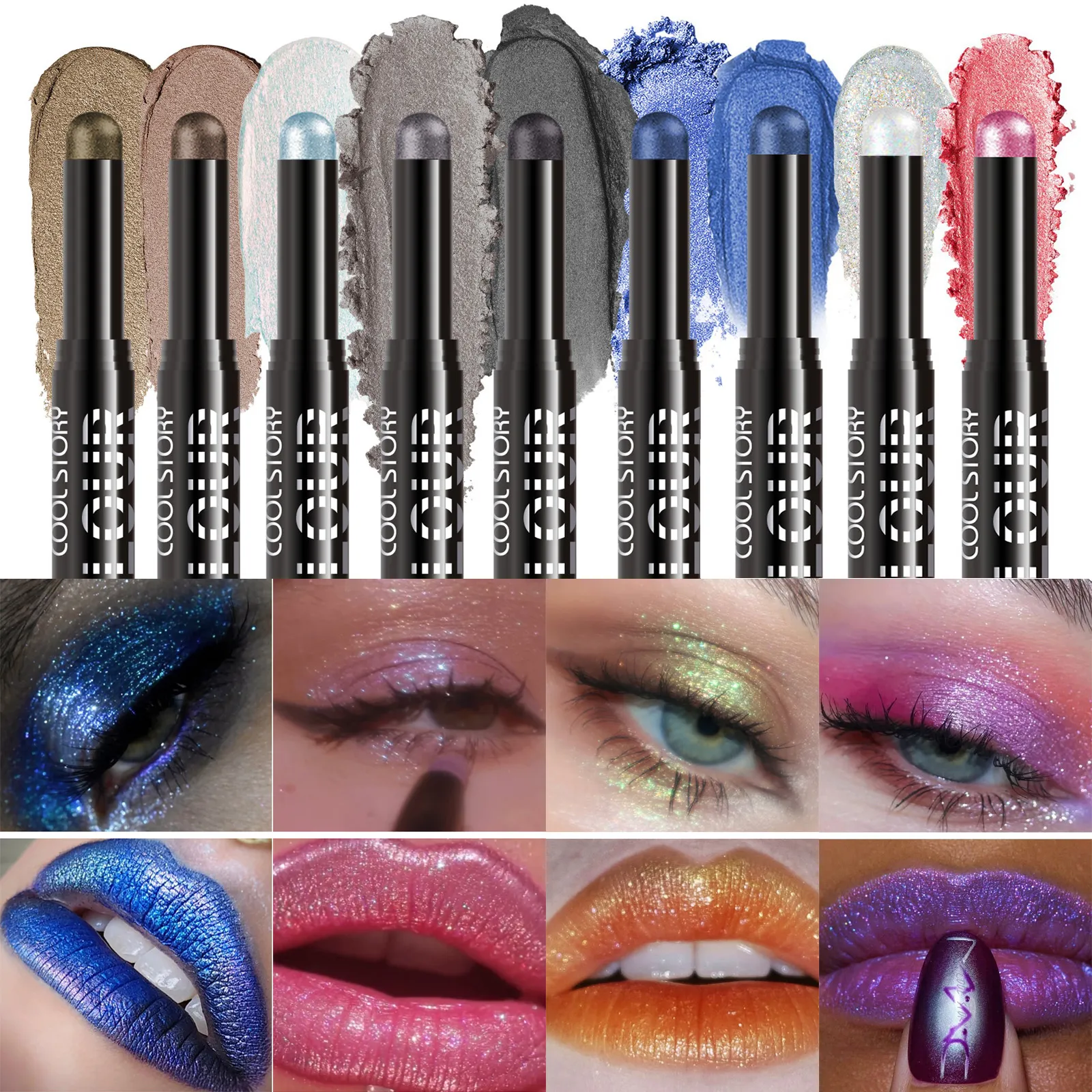 2 σε 1 Eyeshadow Lipstick Stick Pencil Waterproof Glitter Brighten Matte Eye Shadow Makeup Pigment Eyeshadow Pen — image 2