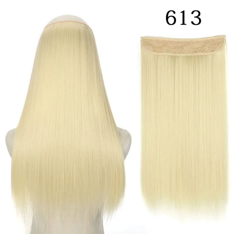 Συνθετικά Long Straight No Clip Invisible Line Hair Extensions 40 55 80cm Φυσικό Καστανό Ξανθό Fake Hairpiece για Γυναικεία — image 27