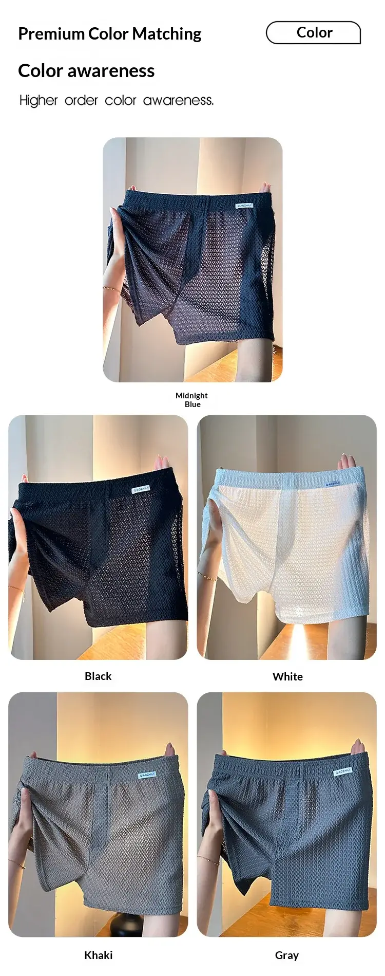 Bagong Men's Ice Silk Jacquard Boxer Shorts, Maluwag at Makahinga, Malaking Sukat, Square-Cut, Kaswal sa Bahay Simpleng Panlalaking Kasuotan — image 10