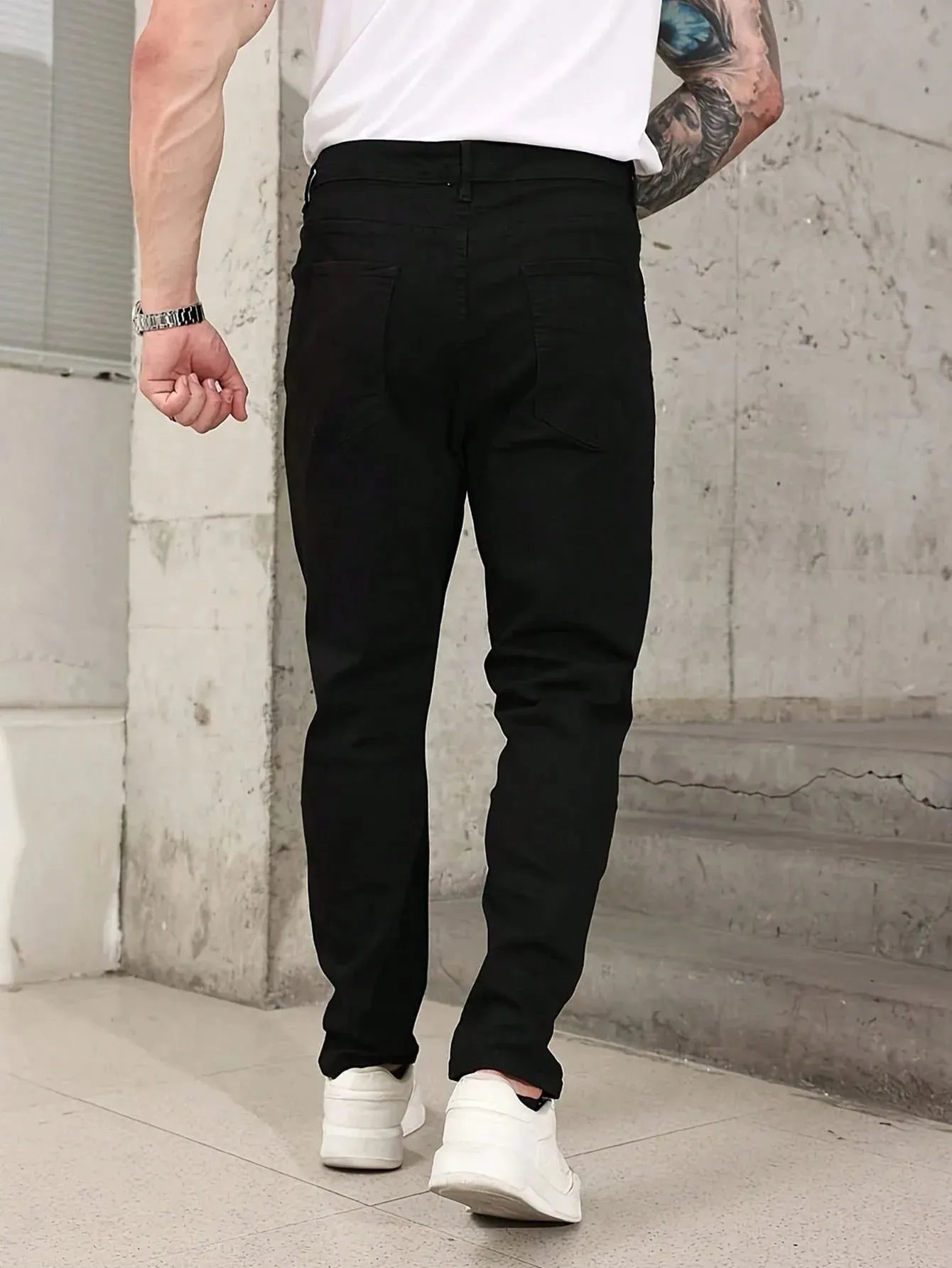 Μαύρο Slim Jeans Pant Man Original Drip Y2k Unisex Everyday Denim Παντελόνι Δεν περιλαμβάνονται αξεσουάρ ή ζώνες — image 4