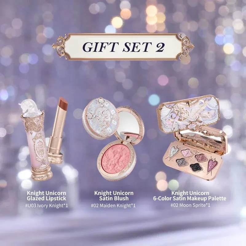 Σετ δώρου μακιγιάζ Flower Knows Knight Unicorn Σετ δώρου 3PCS Kit Eye Shadow Palette Long Lasting Lipstick Blusher Setting Powder — image 5