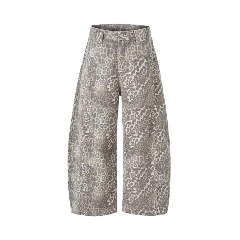 2026 Νέο Vintage Distressed Leopard Printed Y2K Jeans Ανδρικό High Street φαρδύ κυρτό τζιν παντελόνι Hip Hop Fashion Punk Jean — image 7