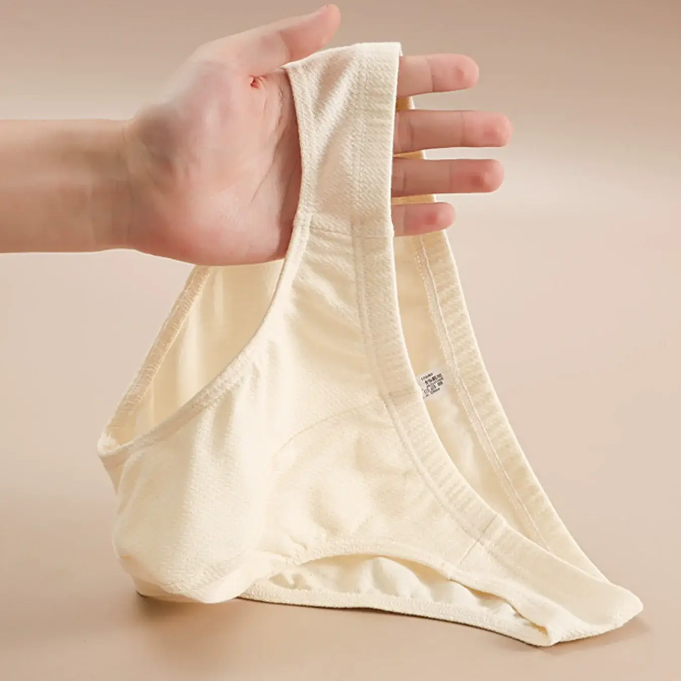 3-teiliges Herren-Slip-Set aus strukturierter Baumwolle mit niedriger Taille – minimalistische, einfarbige Unterwäsche (Beige/Weiß/Hellgrau) — image 5