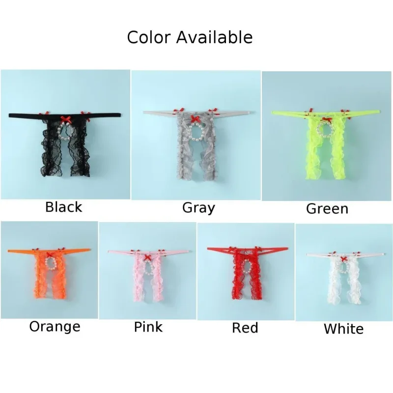 Mga Lalaki Sexy Lace Open-Crotch Low Waist Underwear Hole Pouch Thongs G-strings Briefs Puwit Hollow Thong Exposed Cock — image 6