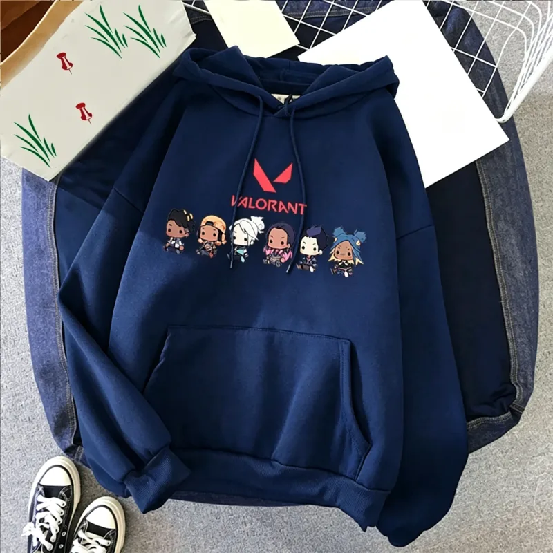 Valorant anime 2d impressão moletom de algodão masculino casual oversized pulôver popular streetwear moda moletom tendência roupas masculinas
