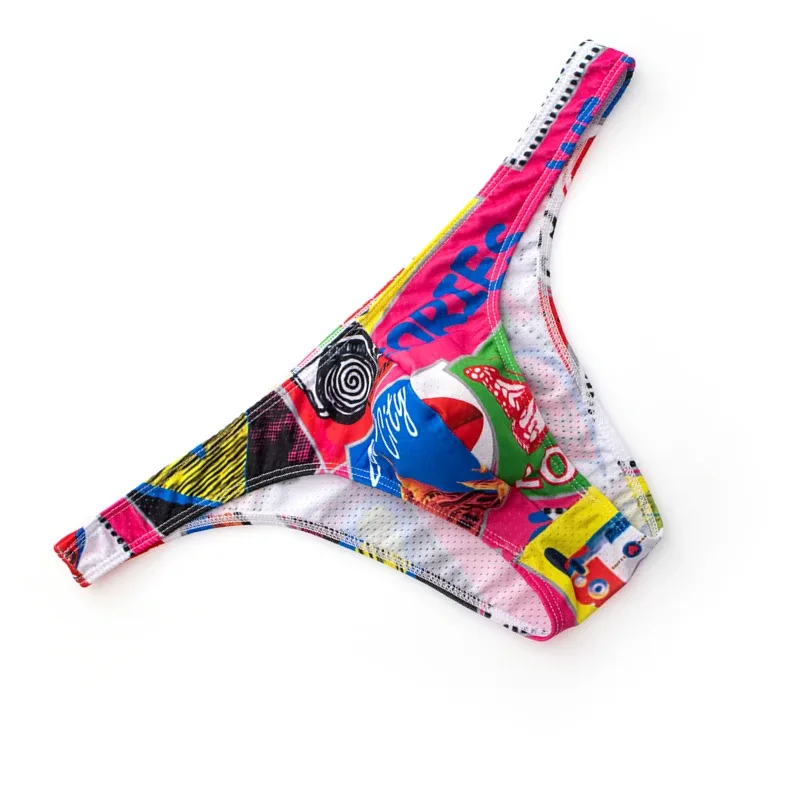 Tryckta trosor Herr Underkläder Sexiga Slip Hombre Bikinitrosor Man U Konvexa kalsonger Cuecas Calzoncillos Mesh Herrunderkläder — image 25