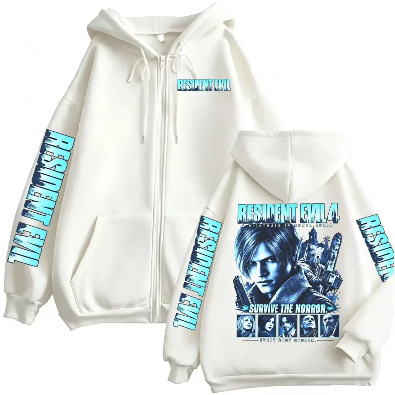 Resident Evil Requiem Zip Up Hoodies Leon Kennedy Skräckspel Dragkedja Luvtröja Herr Dam Harajuku Klassisk Jacka Sweatshirt Kappor