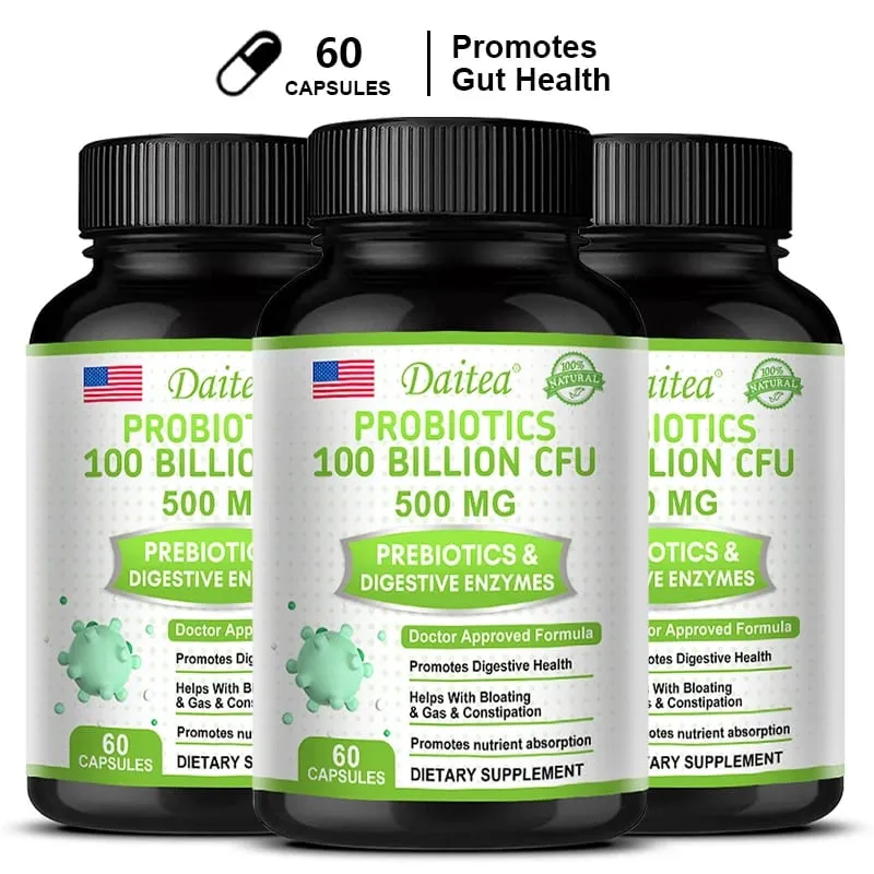 Probiotics 100 Billion CFU with Prebiotics & Digestive Enzymes Gut Health Digestion Bloating Relief & Immune Support — image 11