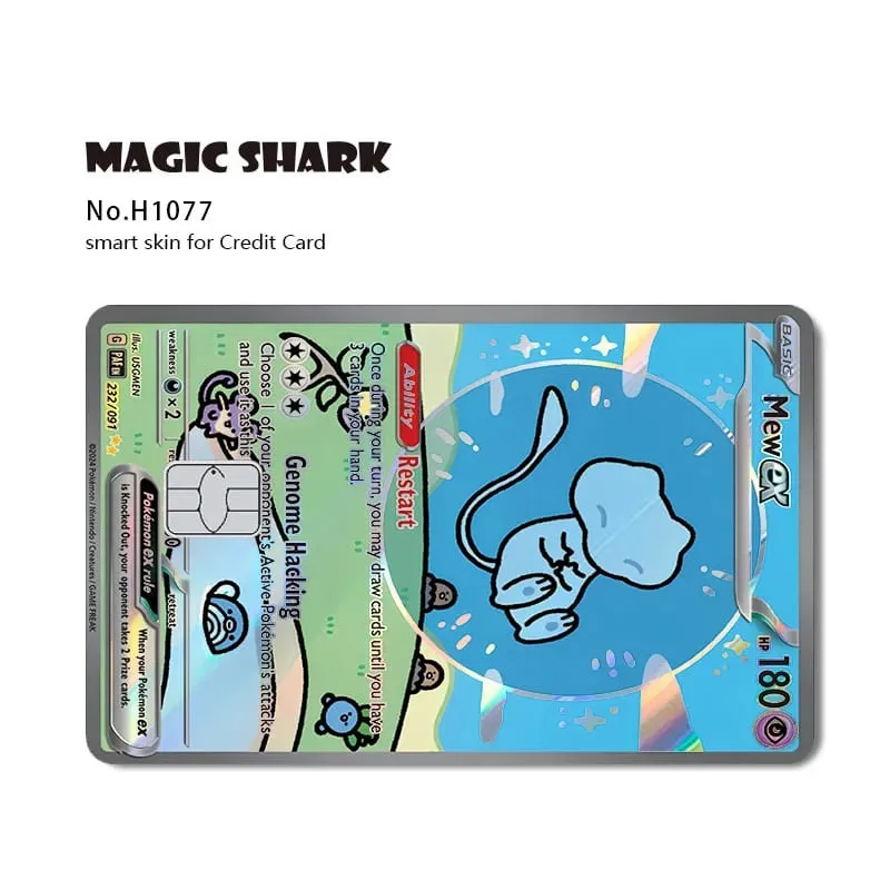 Magic Shark Mew Charizard EX Eevee Gengar Pikachu TCG כרטיס הולוגרפי לייזר מדבקה לסרטי עור לכרטיס אשראי בנקאי — image 15