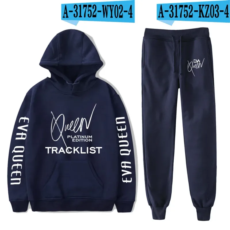 Hip hop confortável eva rainha impressão moletom moletom terno hoodies + calças terno meninos/meninas 2 peça conjunto roupas — image 35