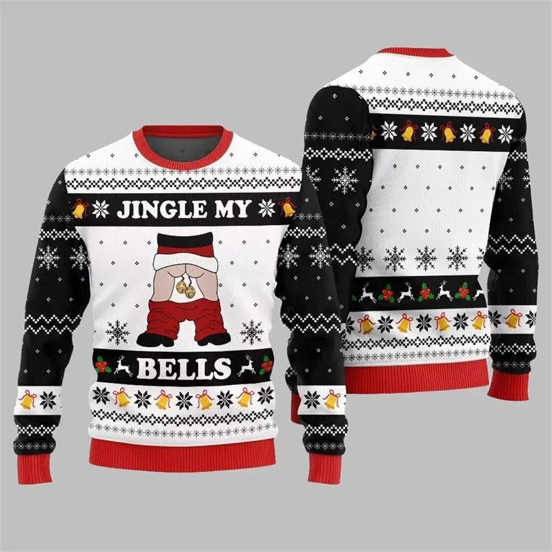Jingle My Bells Suéter Feio de Natal para Homens Cerveja Festa Impressão Papai Noel Pulôver Moletom Boneco de Neve Alpaca Padrão Suéter — image 8