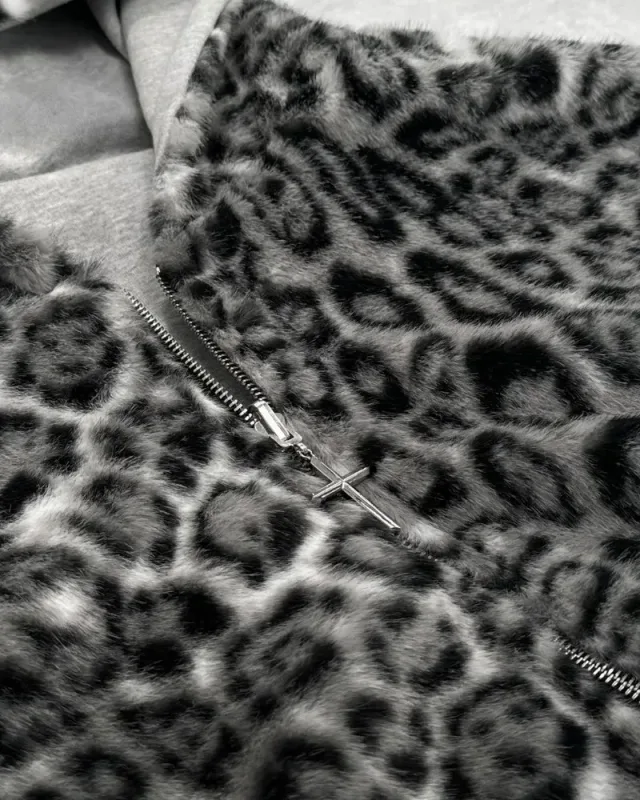 Hip-hop Nya dubbelsidiga kläder Harajuku Retro Leopardtryck Fashionabla Luvtröja med lös dragkedja Män Gata Fritidströja Kvinnor — image 6