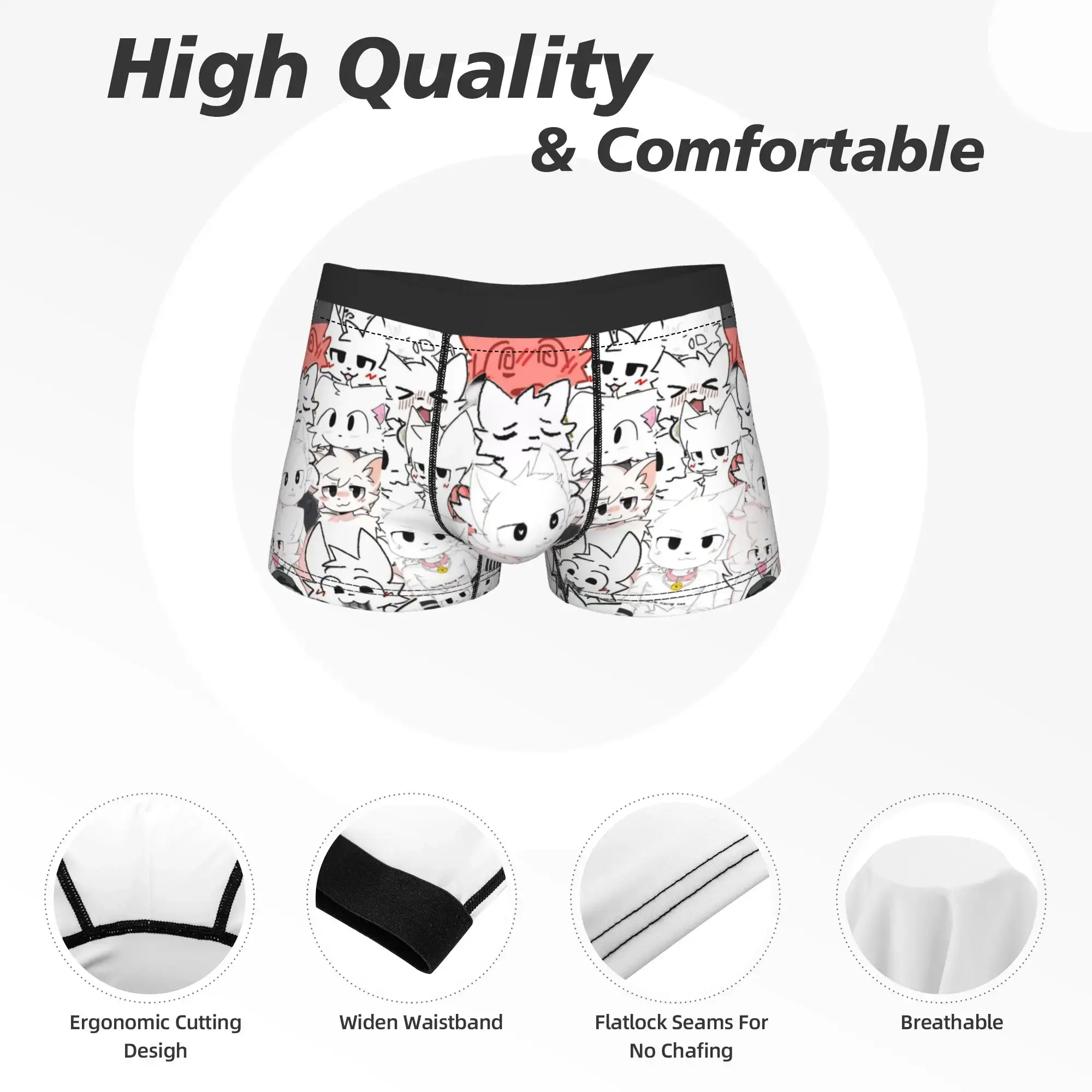 Men Boykisser Silly Cat Boxer Briefs Shorts Panties Soft Underwear Cartoon Furry Male Funny Plus Size Underpants — image 1