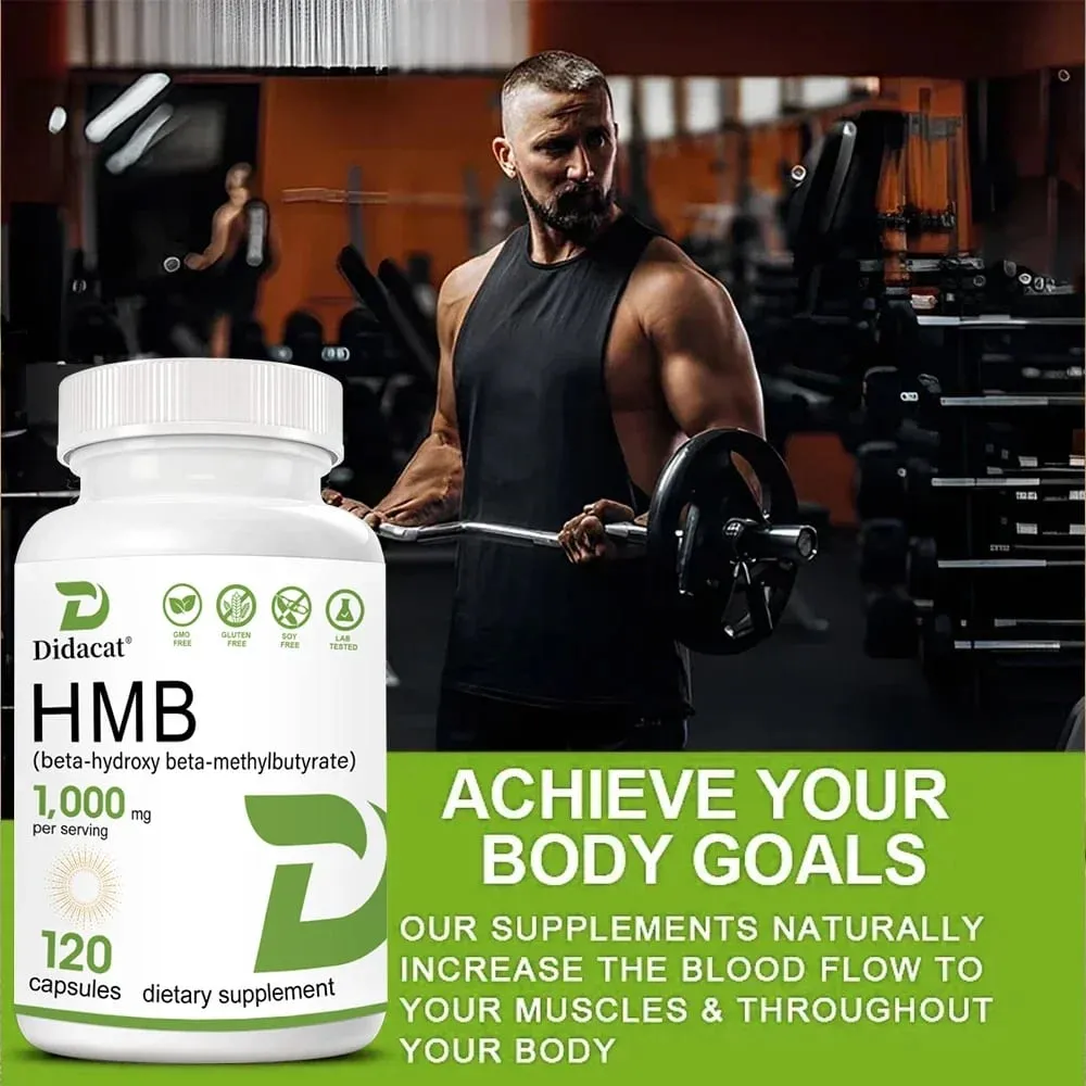 Super Strength HMB Supplement 1000mg per Serving with Vitamin D3 to Help Muscle Growth Lean Muscle Mass & Workout Recovery