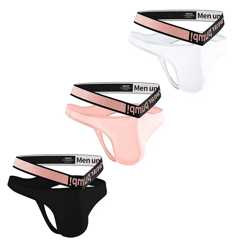 Trendy Little Triangle Men's Youth Low Waist Close Fit Hip Lift Elastic Band Pink Gradient V-neck Hanging — image 6