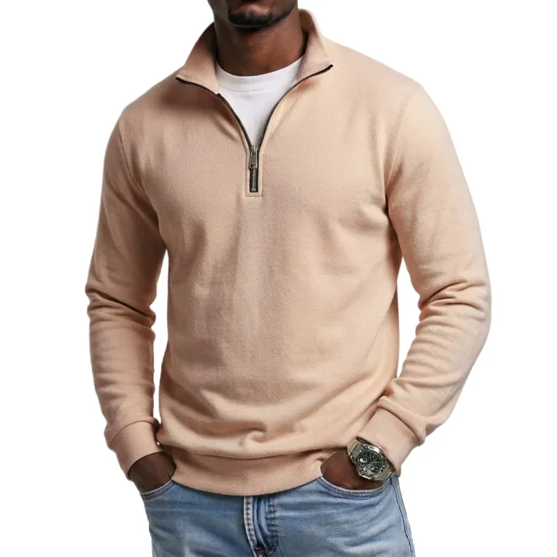 Mens Outdoor Quarter Zip Sweatshirts Casual Half Zip Pullover Hoodies Solid Color Spring Autumn Tops for Gym and Daily Tops — image 8