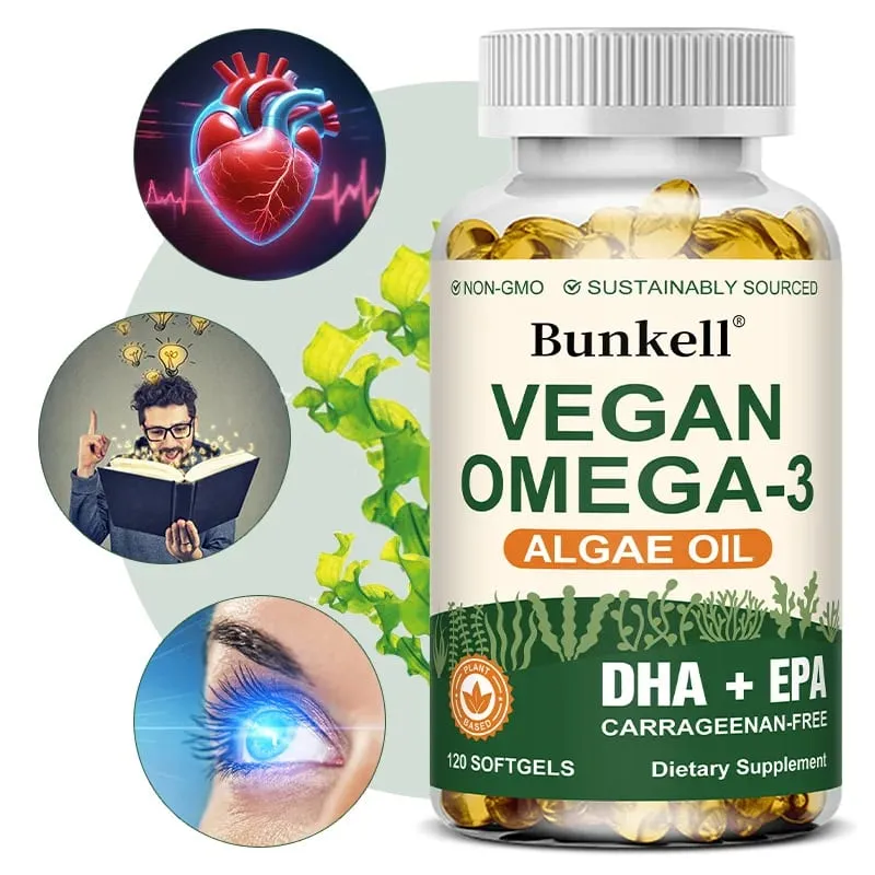 Omega 3 algaolaj | Plusz DHA EPA nem GMO Általános egészség | Halolaj-helyettesítő 120 kapszula Lágy kapszula — image 1