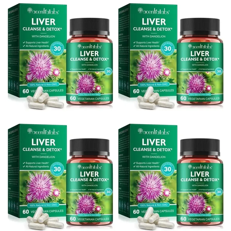 Acentialabs Liver Cleanse & Detox Capsules with Dandelion Milk Thistle Extract for Liver Digestion Health Support 60 Capsules