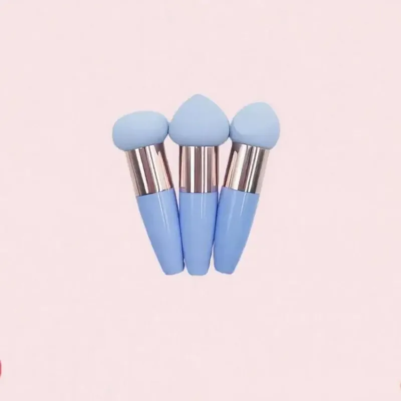 (.) 3 pièces pinceaux de maquillage tête de champignon femmes fond de teint beauté éponge bouffée de poudre avec poignée outil cosmétique de forme lisse