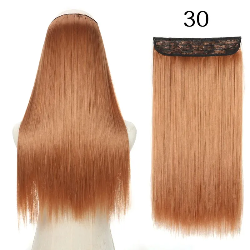 Συνθετικά Long Straight No Clip Invisible Line Hair Extensions 40 55 80cm Φυσικό Καστανό Ξανθό Fake Hairpiece για Γυναικεία — image 23