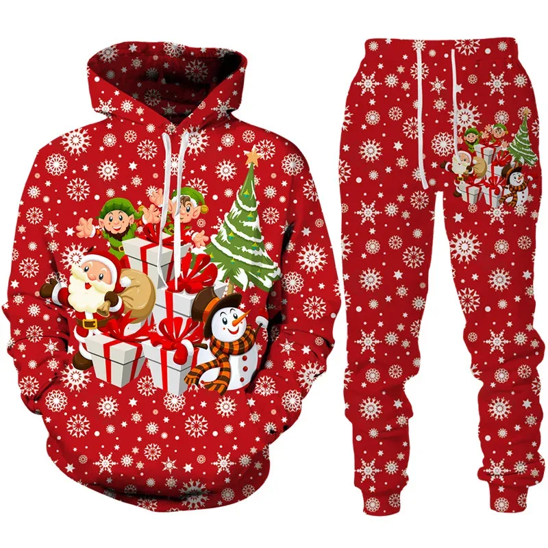Fashion Funny Santa Claus 3D Print Tracksuit Set Man Woman Hoodie+Pants 2pcs Set Oversized Casual Christmas Party Couple Clothes — image 13