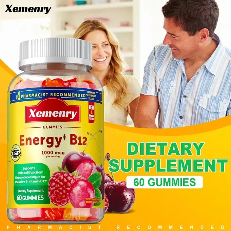 Vitamin B12 Gummies - It Helps Maintain Energy Boosts Metabolism and Supports Bones and The Immune System