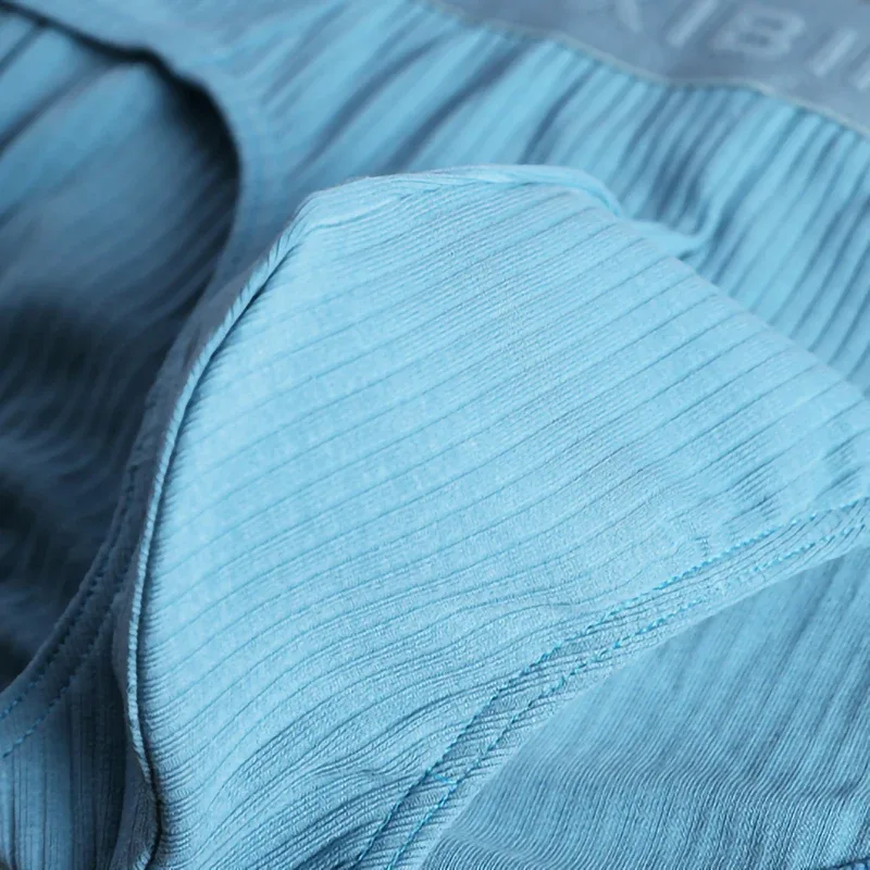 4-Piece Men's Cotton Ribbed Briefs Set - "XIBINDI" Embossed Waistband Underwear (Blue/White/Gray/Pink) — image 4