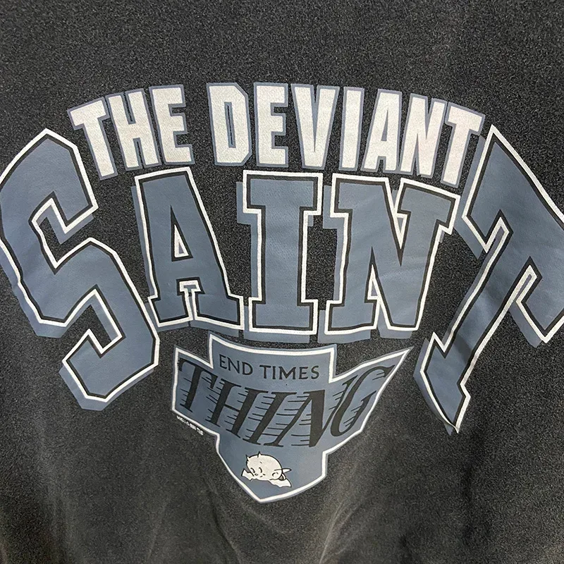 Autumn Winter Classic Overlapping Logo Print Saint Sweatshirts Men Women Couple Colorful Letters Graffiti Washed Black Pullovers — image 28