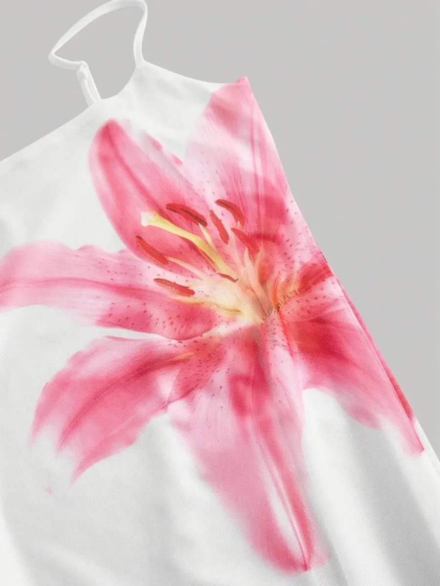Elegant floral print sundress resort-style dress — image 3