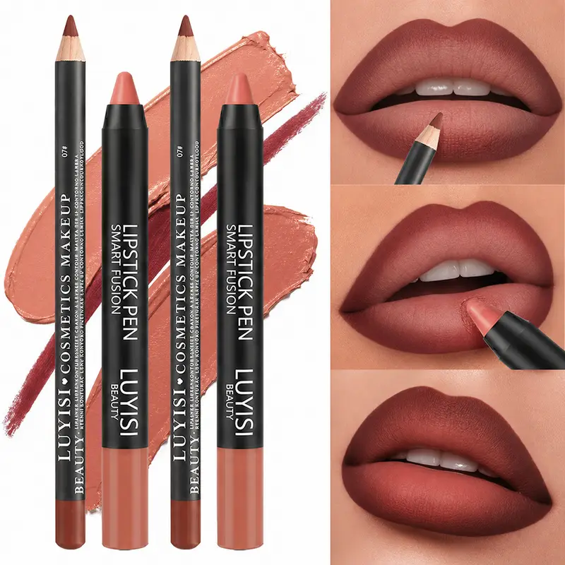 2pcs/set Lip Makeup Set: 1 Matte Lip Liner + 1 Soft Matte Lipstick Pencil. A perfect match long-lasting matte and waterproof — image 2