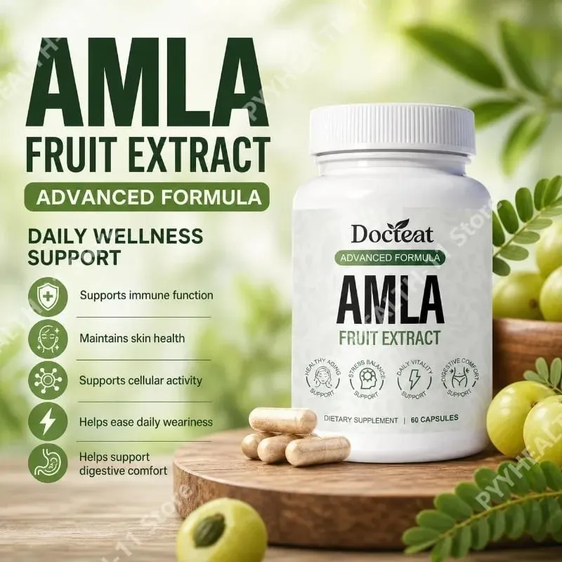 Docteat Amla gyümölcskivonat kapszula az immunrendszer támogatásáért és a bőr egészségéért C-vitamin B3-vitaminnal CoQ10 és PQQ 60 kapszula — image 2
